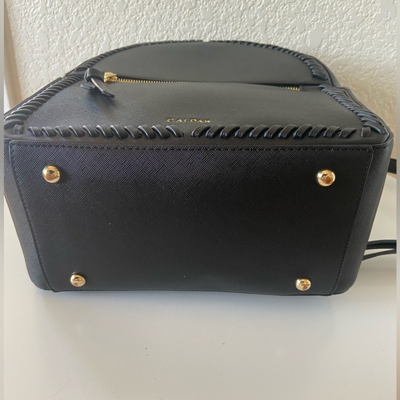 Calpak Faux Leather Kaya Backpack Handbag Purse Travel Bag - Black - Rounded - Picture 6 of 7